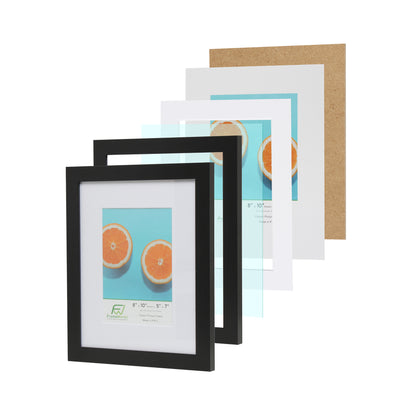 8" x 10" Classic Black Wood Picture Frame with Tempered Glass, 5" x 7" Matted