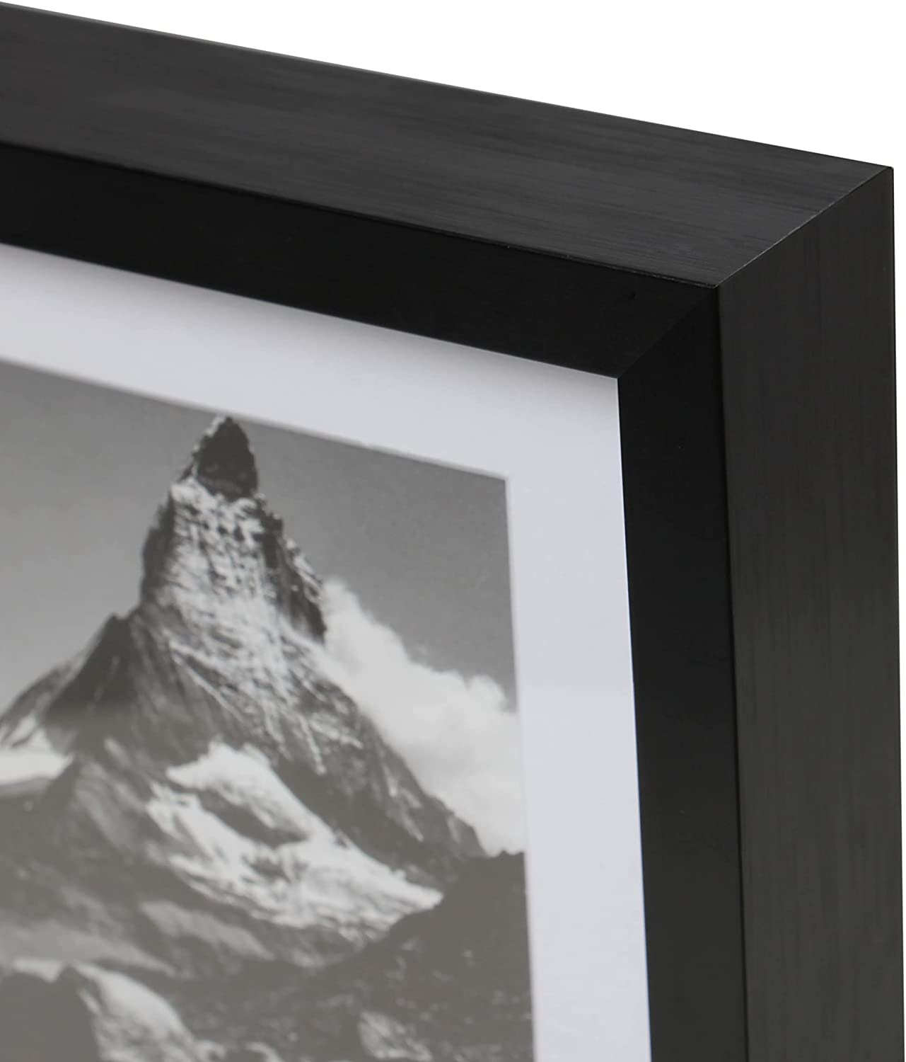 8" x 10" Deluxe Black Aluminum Contemporary Picture Frame, 5" x 7" Matted