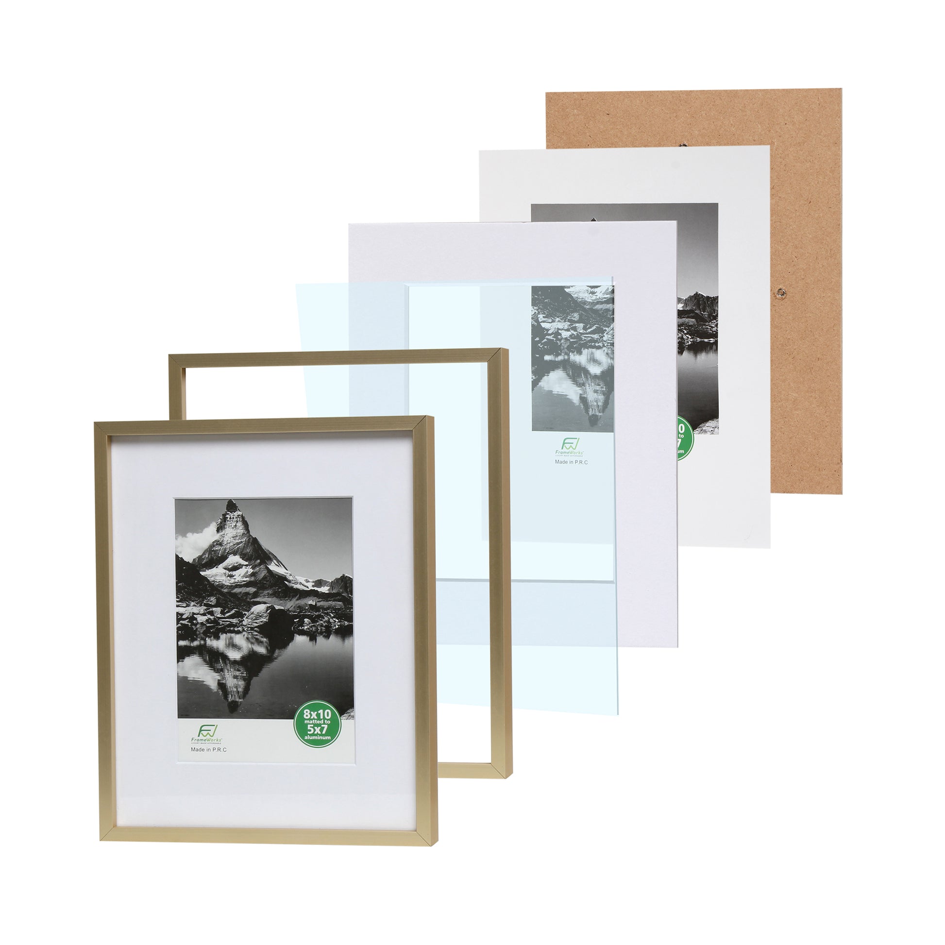8 x 10 Deluxe Brass Gold Aluminum Contemporary Picture Frame, 5