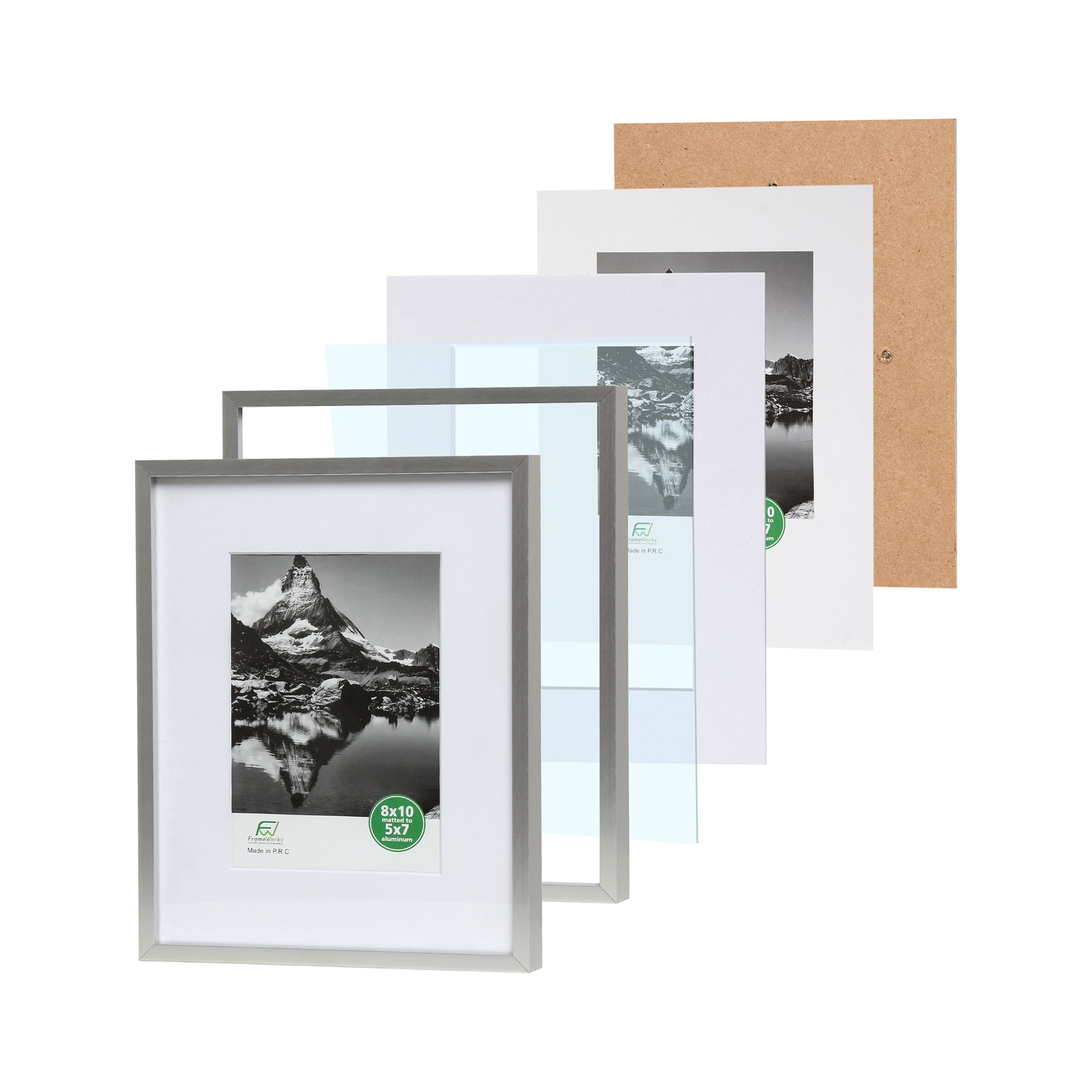 8 x 10 Deluxe Silver Aluminum Contemporary Picture Frame, 5 x 7