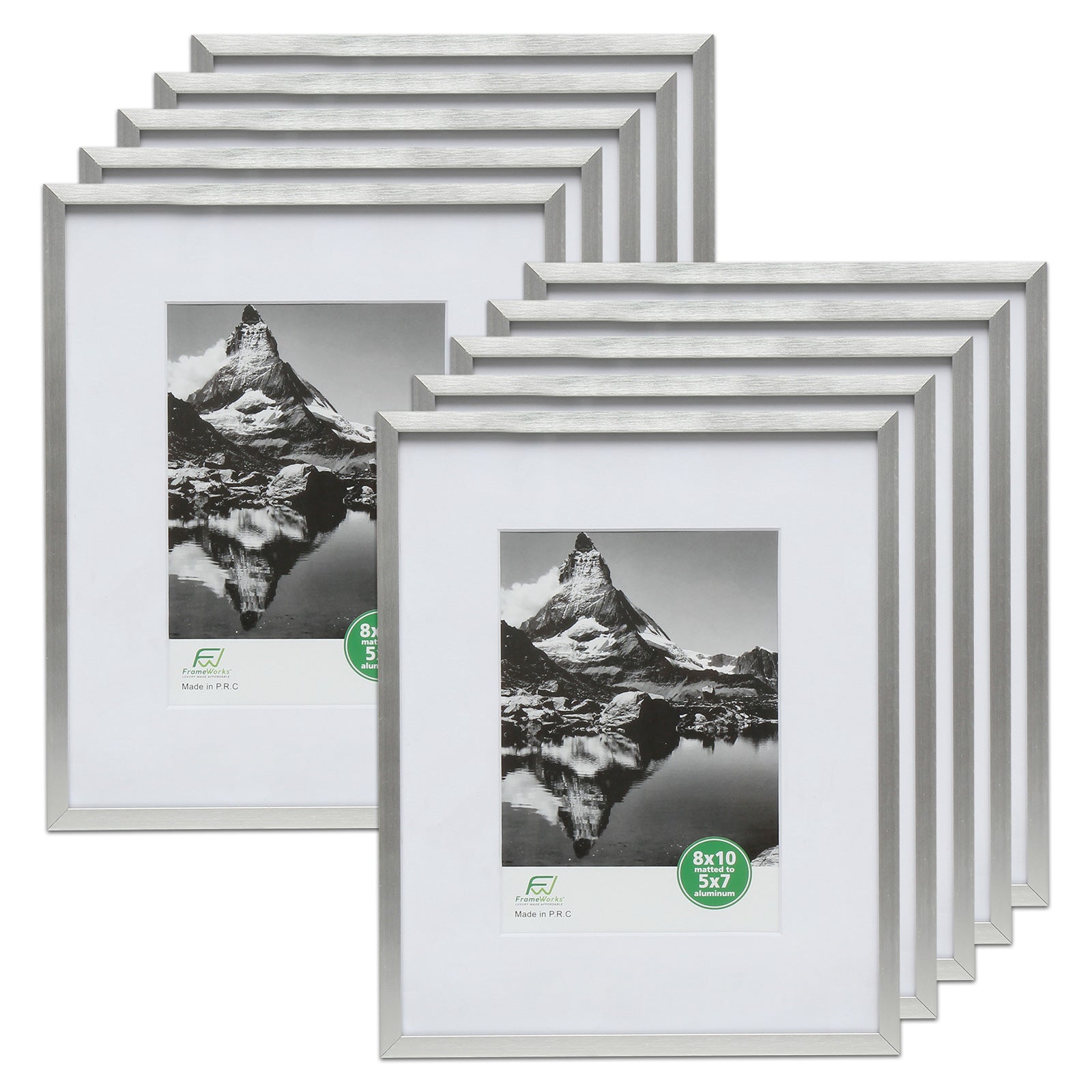 8 x 10 Deluxe Silver Aluminum Contemporary Picture Frame, 5 x 7 Ma –  FrameWorks