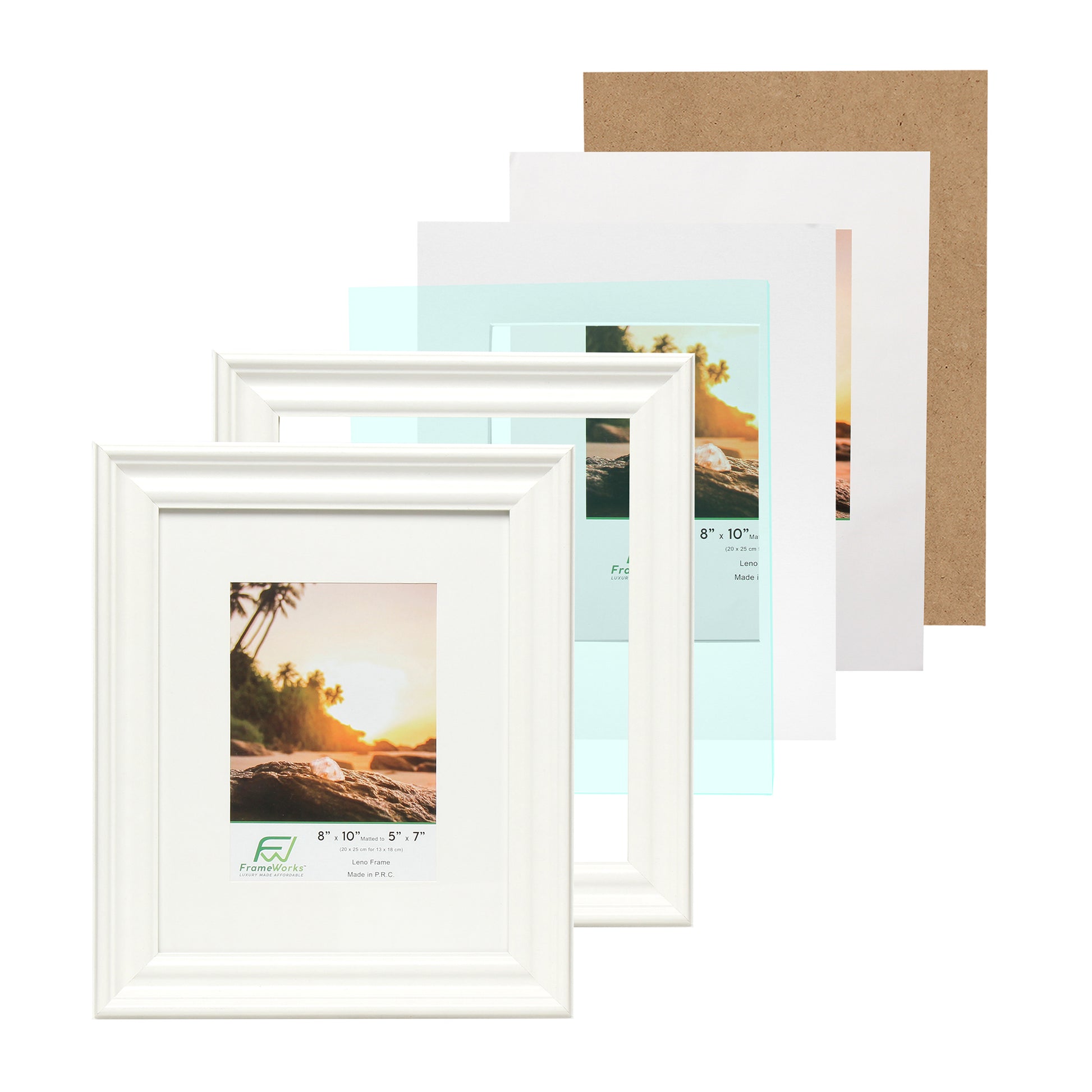 8 x 10 White MDF Wood Multi-Pack Picture Frames with Molded