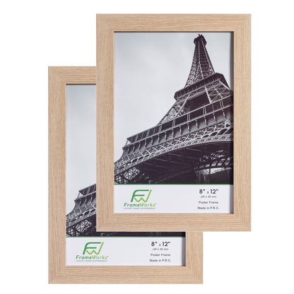 8" x 12" Dark Oak Wood 2-Pack Back-Loading Poster Frames