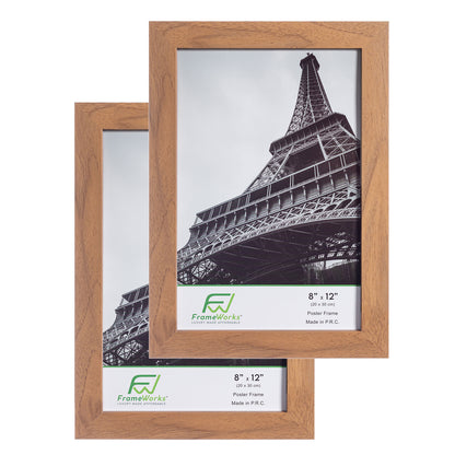 8" x 12" Light Oak Wood 2-Pack Back-Loading Poster Frames