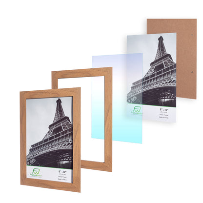 8" x 12" Light Oak Wood 2-Pack Back-Loading Poster Frames