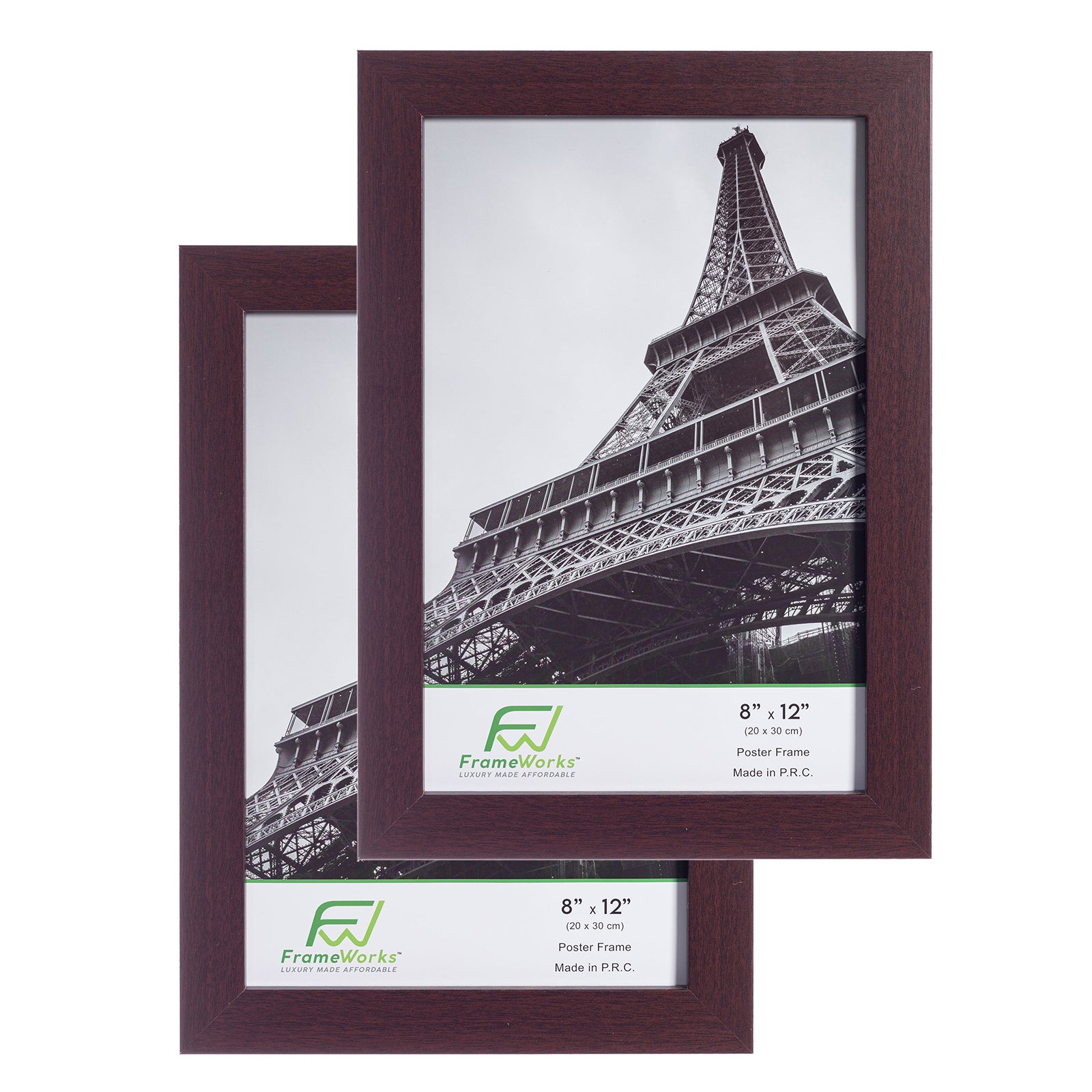 8" x 12" Mahogany Wood 2-Pack Back-Loading Poster Frames