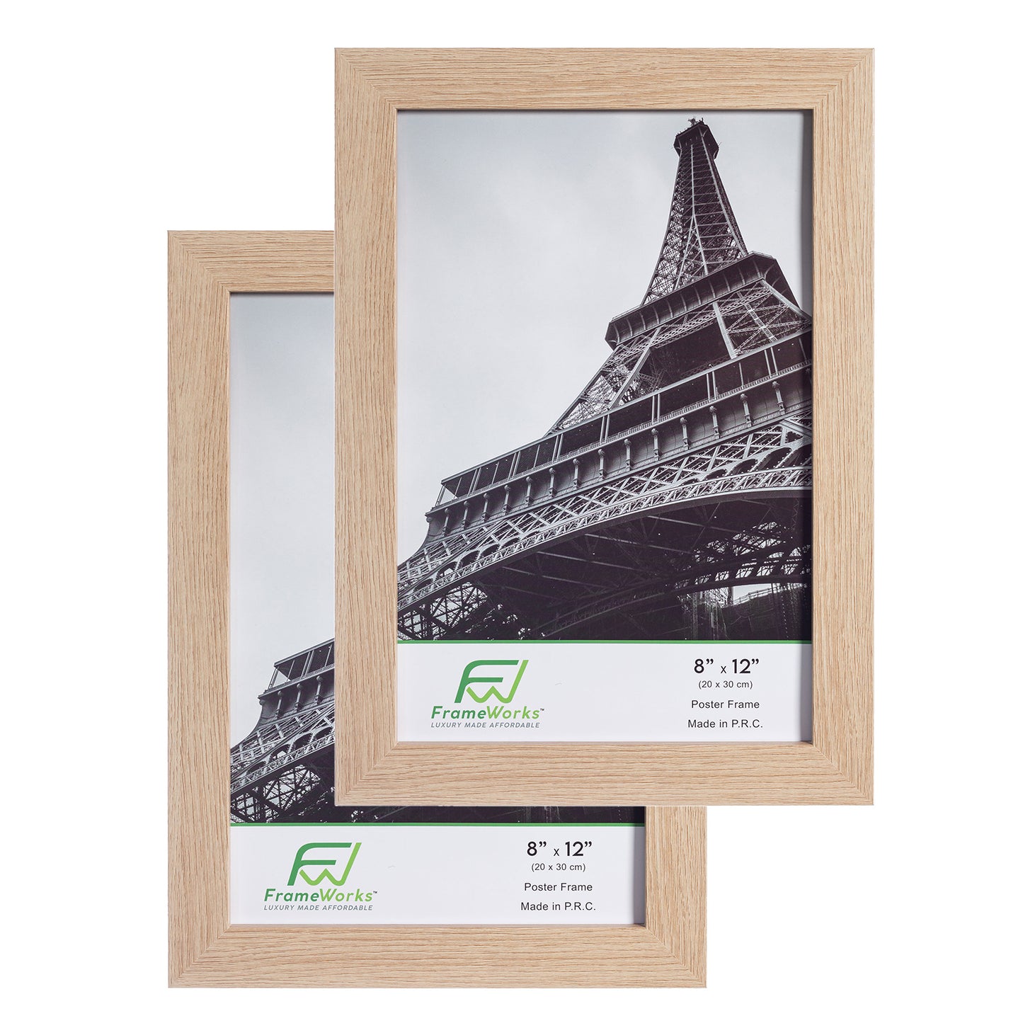 8" x 12" Natural Oak Wood 2-Pack Back-Loading Poster Frames