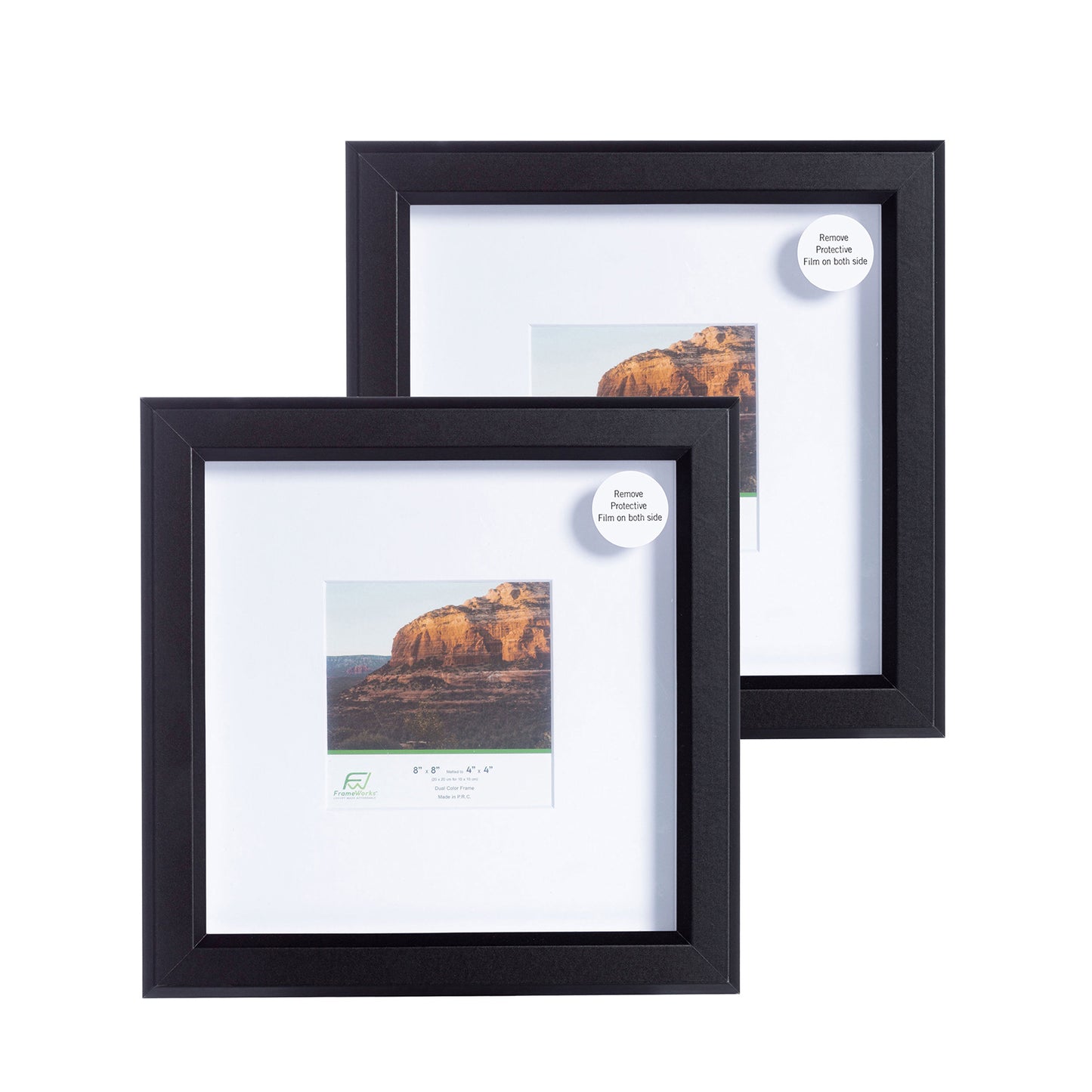 8" x 8" Black MDF Wood Multi-Pack Gunnabo Picture Frames, 4" x 4" Matted