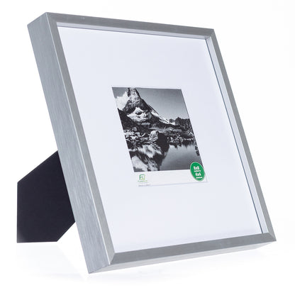 8" x 8" Deluxe Silver Aluminum Contemporary Picture Frame, 4" x 4" Matted