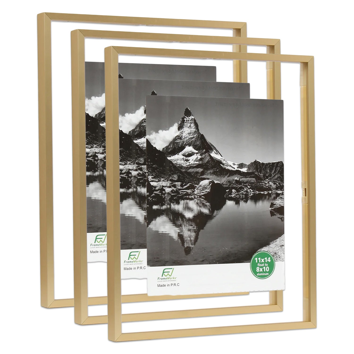  Fkvat 11x14 Picture Frame Champagne Gold Brushed Thin Metal  Set of 2 for Horizontal and Vertical Wall Hanging Aluminum Floating Photo  Frames Display 11 x 14 Frame with Mat for