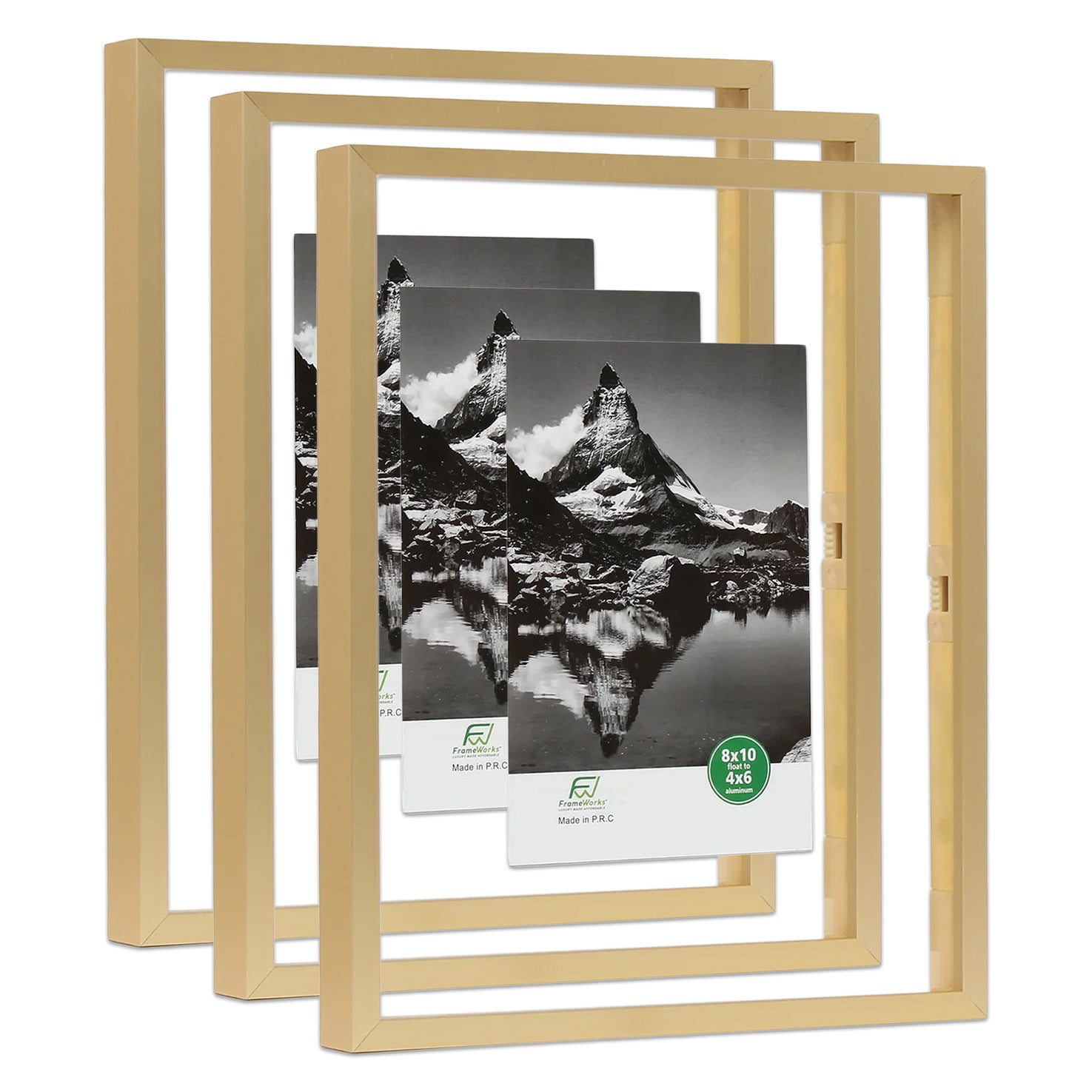 8 x 8 Deluxe Brass Gold Aluminum Contemporary Picture Frame, 4 x 4 –  FrameWorks