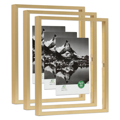 8" x 10" Deluxe Brass Gold Aluminum Contemporary Floating Picture Frame